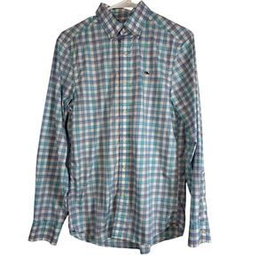Vineyard Vines Performance On-The-Go Plaid Tucker Button Down Shirt Blue XS